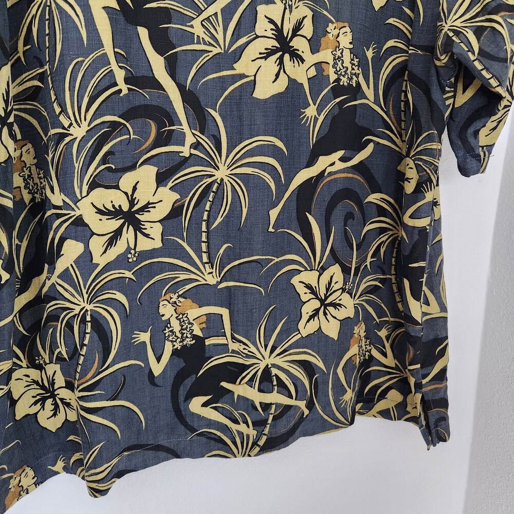 Tommy Bahama Silk Linen Blend Hawaiian Print Button Shirt Hula Dancer XL - Picture 7 of 8